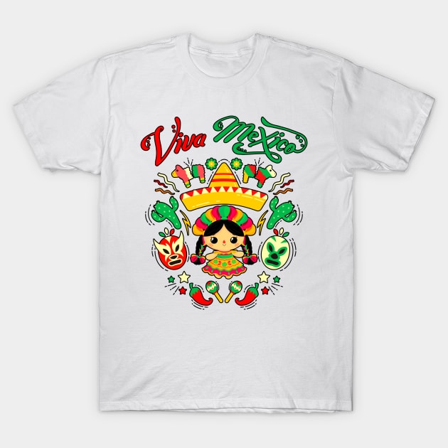 Viva Mexico Mexican Independences Day - I Love Mexico T-Shirt by JennyArtist